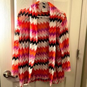 2X pink, white, black, orange, purple, zigzag design see-through like a lace